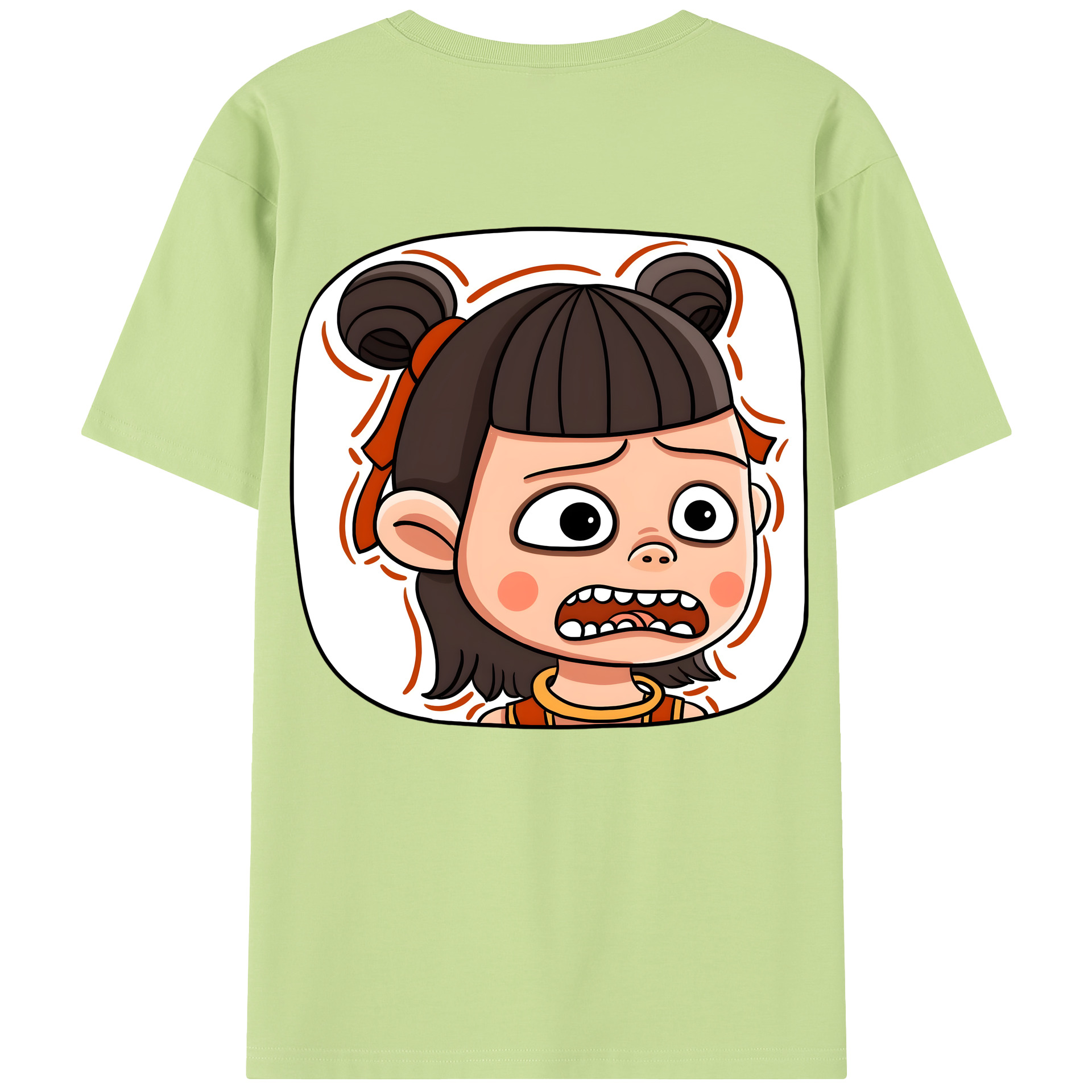 （画像用） Ne Zha 2 ナタ 魔童の大暴れ 綿100％半袖Tシャツ（背面プリント）